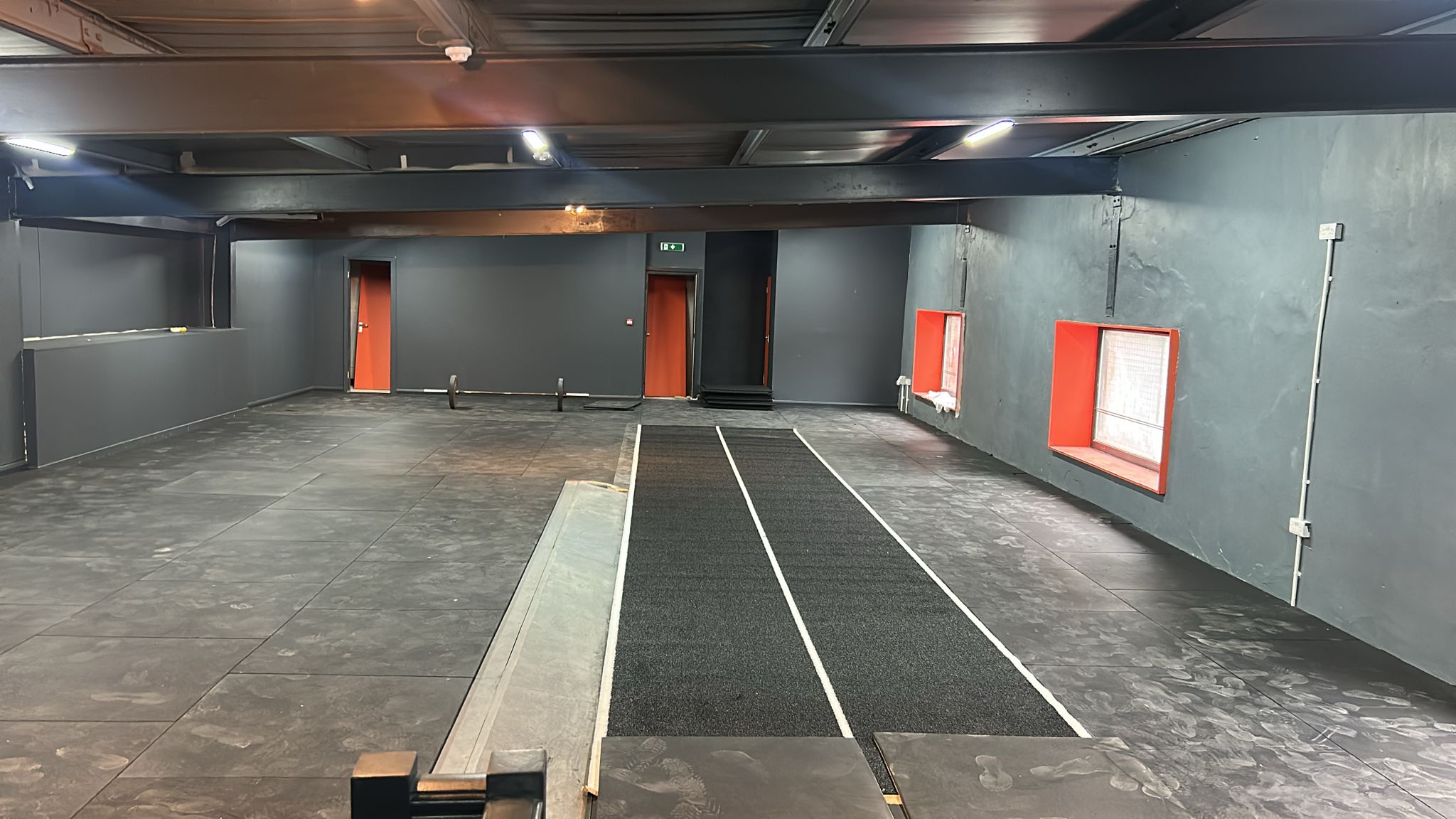 Wide view of the finished gym floor
